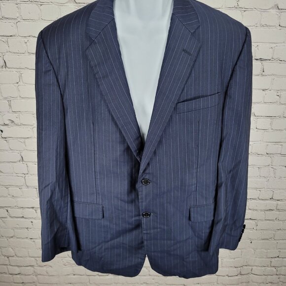 VTG Hickey Freeman Navy Pinstripe Worsted Wool 2 Button Blazer USA Made Size 44R - Picture 1 of 16